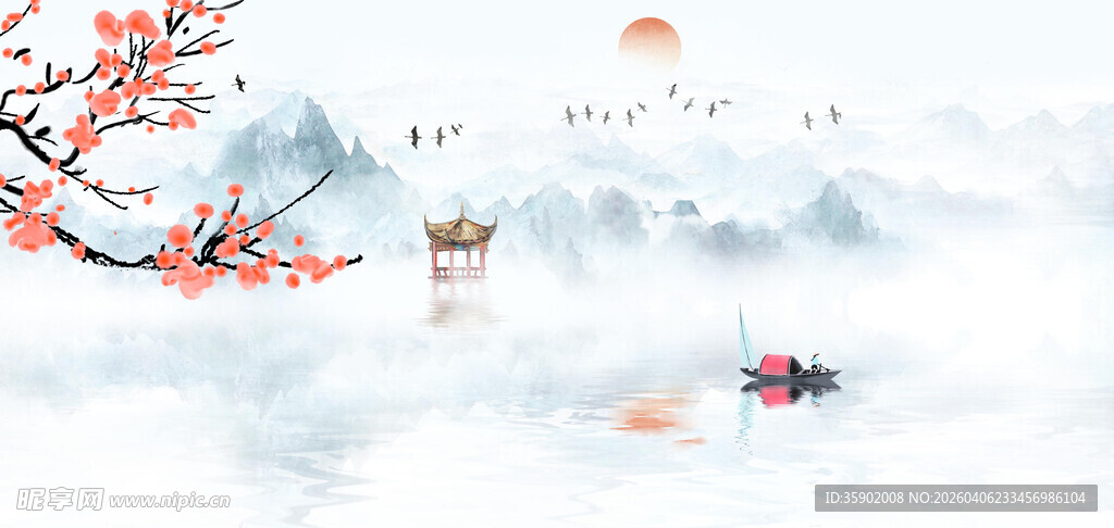 古风山水间的诗意景致