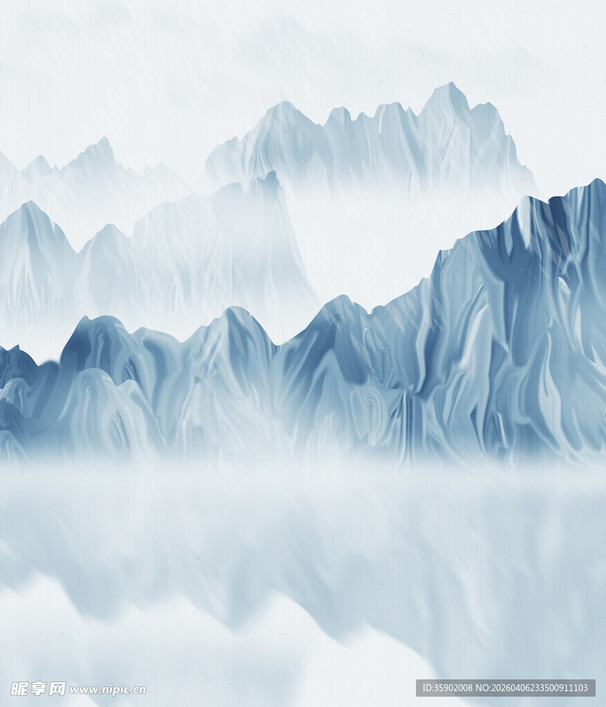 水墨山水间云雾绕奇峰