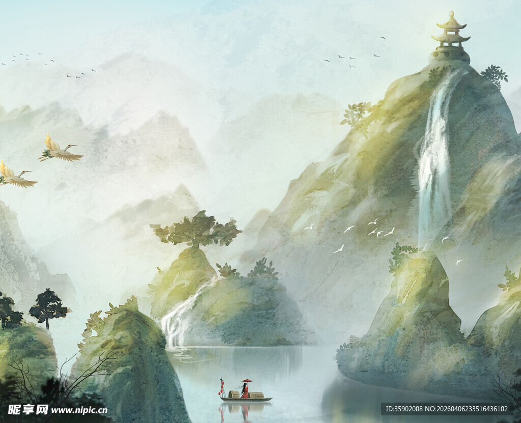 水墨山水间的诗意景致