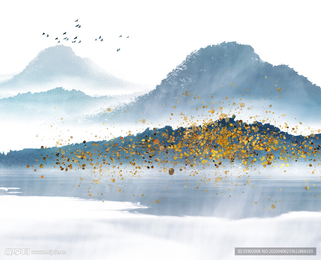 水墨山水间的金秋景致