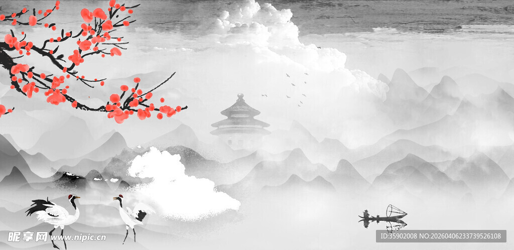 水墨山水间的诗意景致