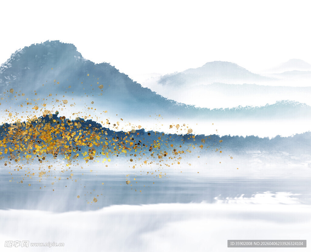 水墨山水间的绚烂秋景