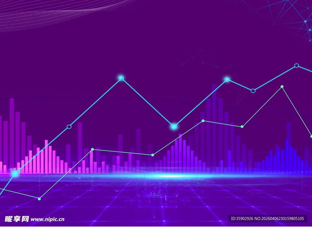 紫色科技风数据折线图