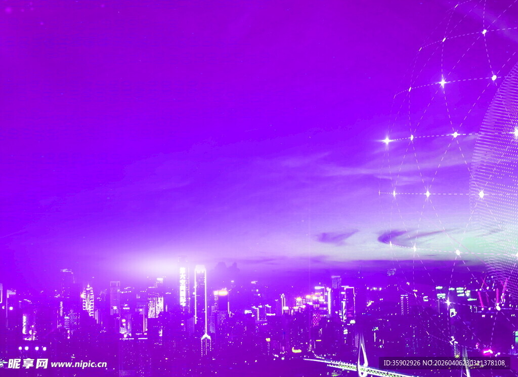 紫色梦幻城市夜景