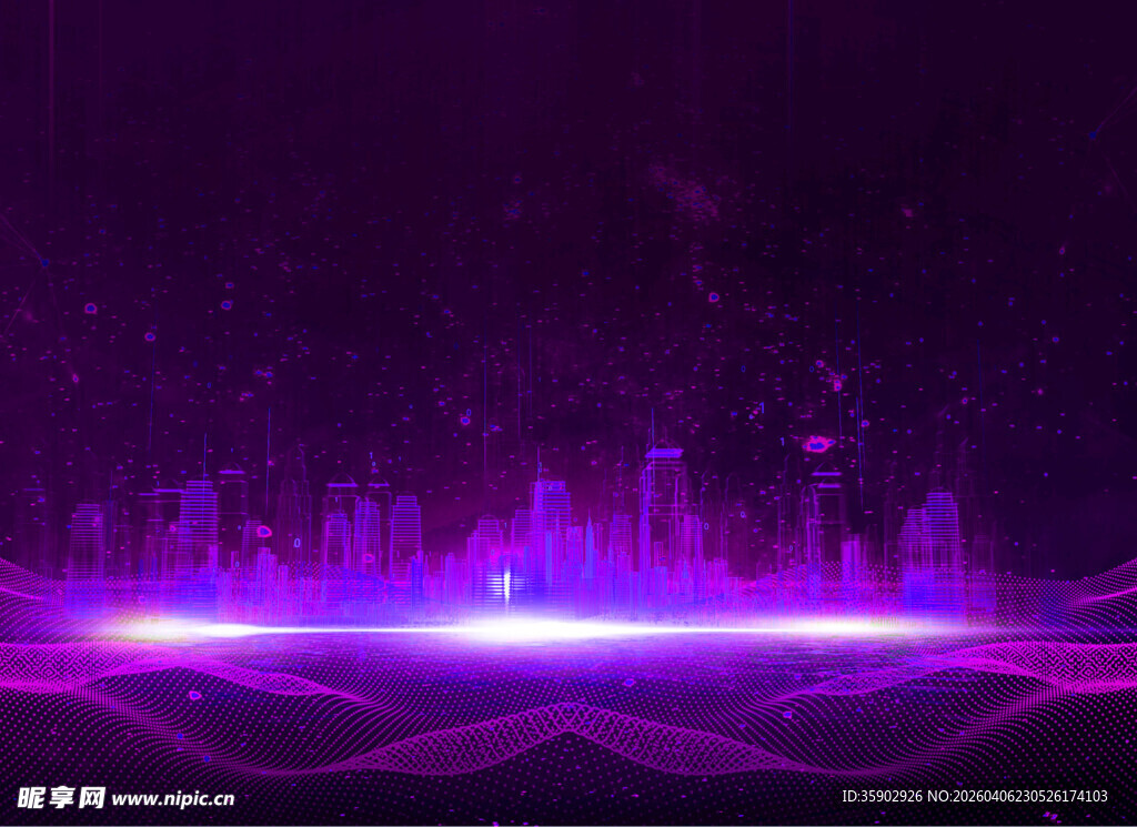 紫色梦幻霓虹城市夜景