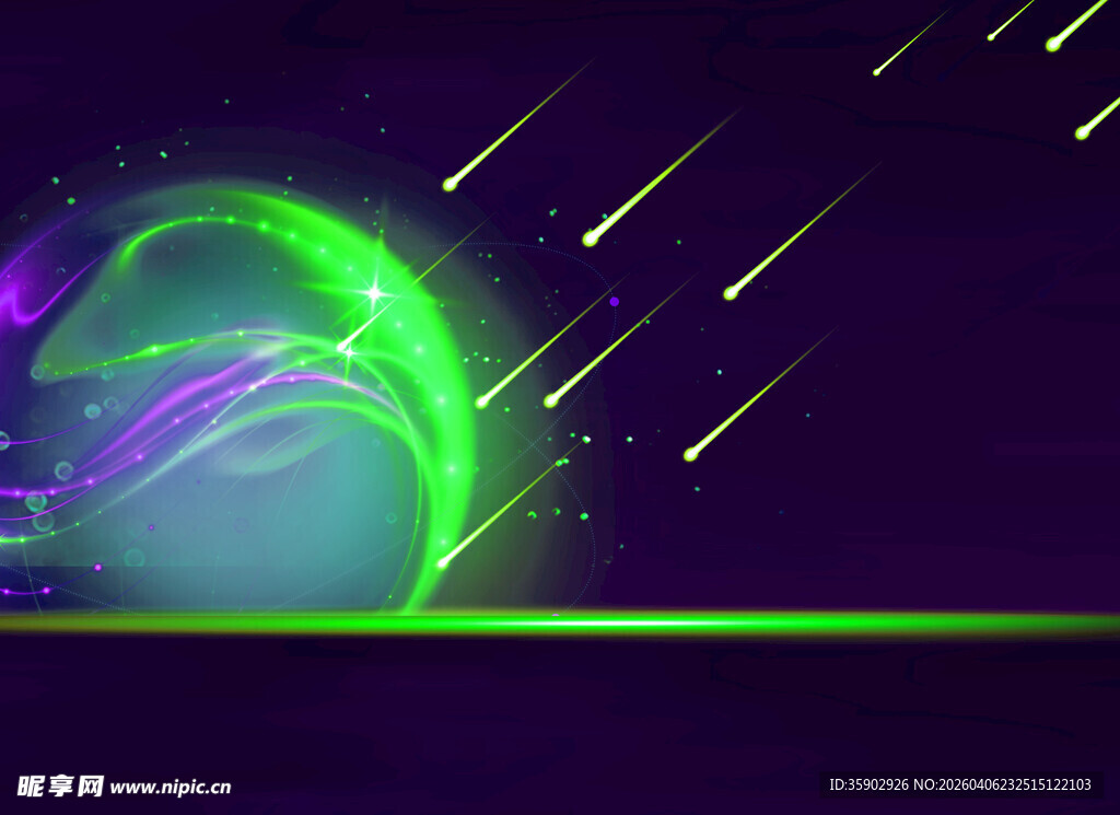 梦幻绿光星球宇宙景象