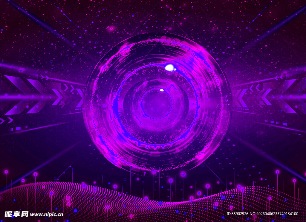 梦幻紫色科技感圆形图案