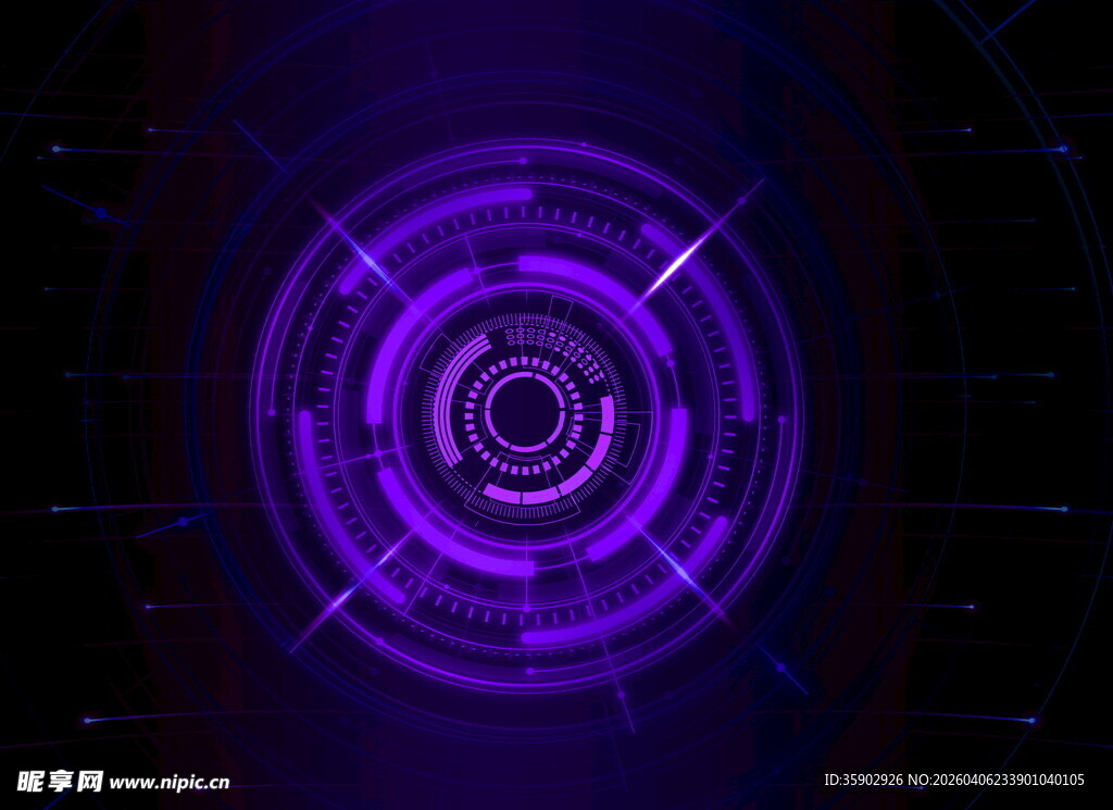 紫色炫光科技感圆形图案