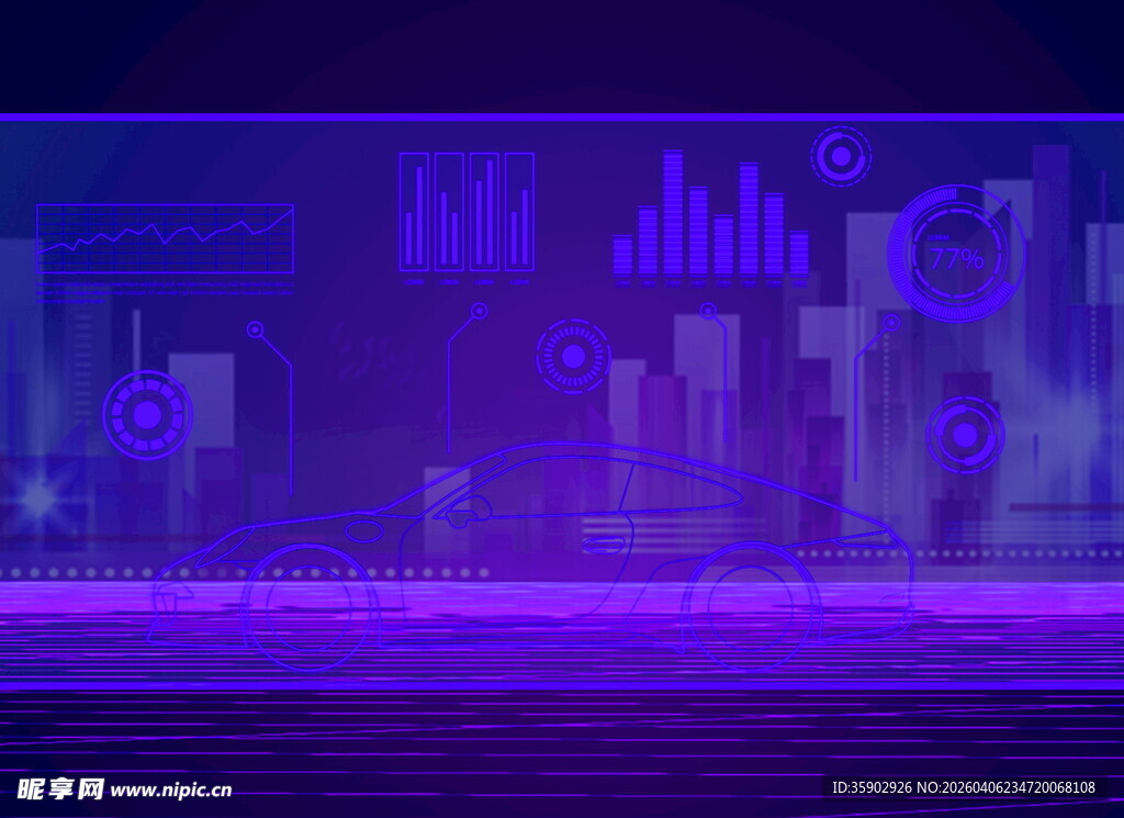 紫色梦幻城市夜景背景