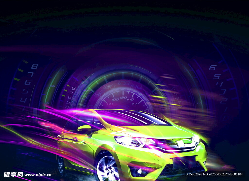 炫彩动感汽车疾驰瞬间