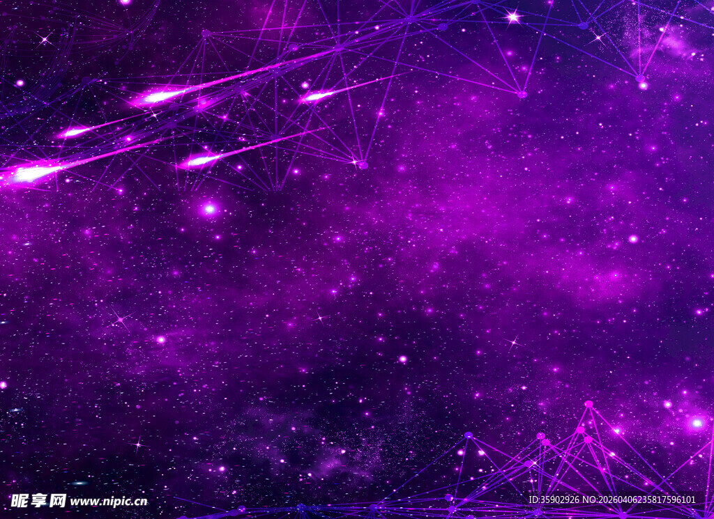 梦幻紫色星空流星景象