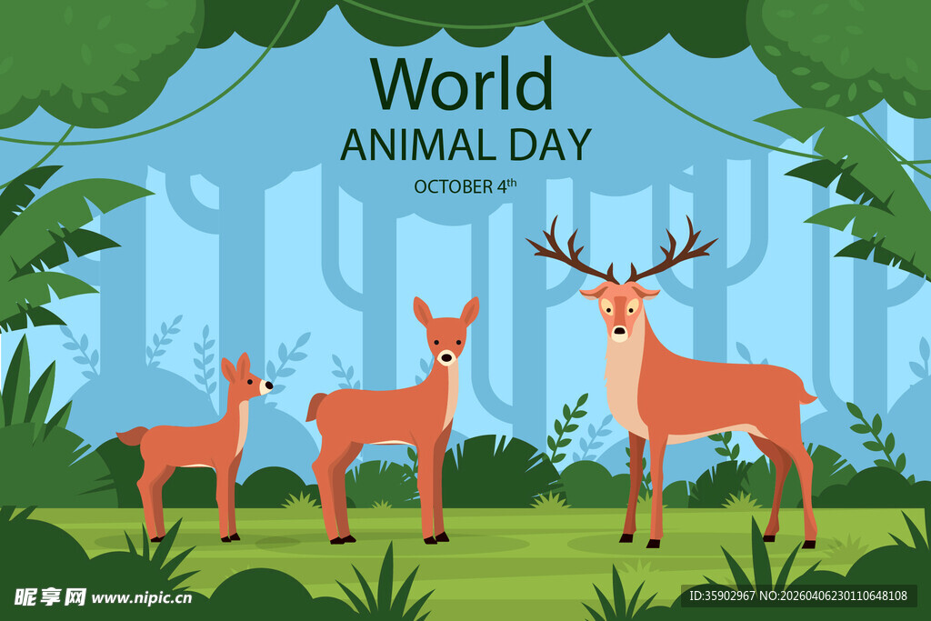 世界动物日的鹿群