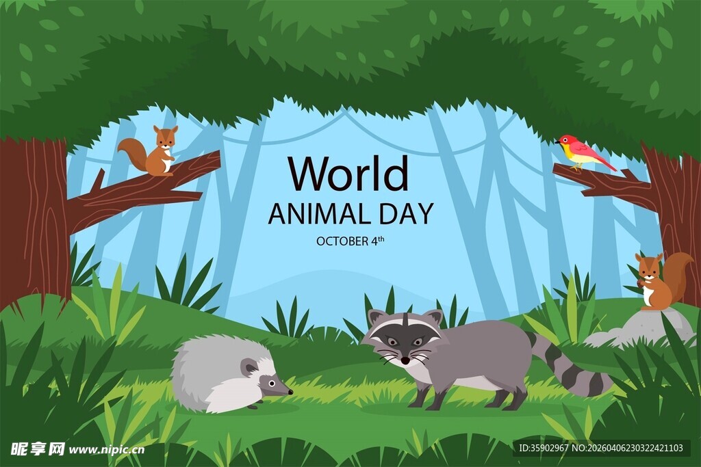 世界动物日森林中的动物