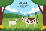 世界动物日的牛羊图景