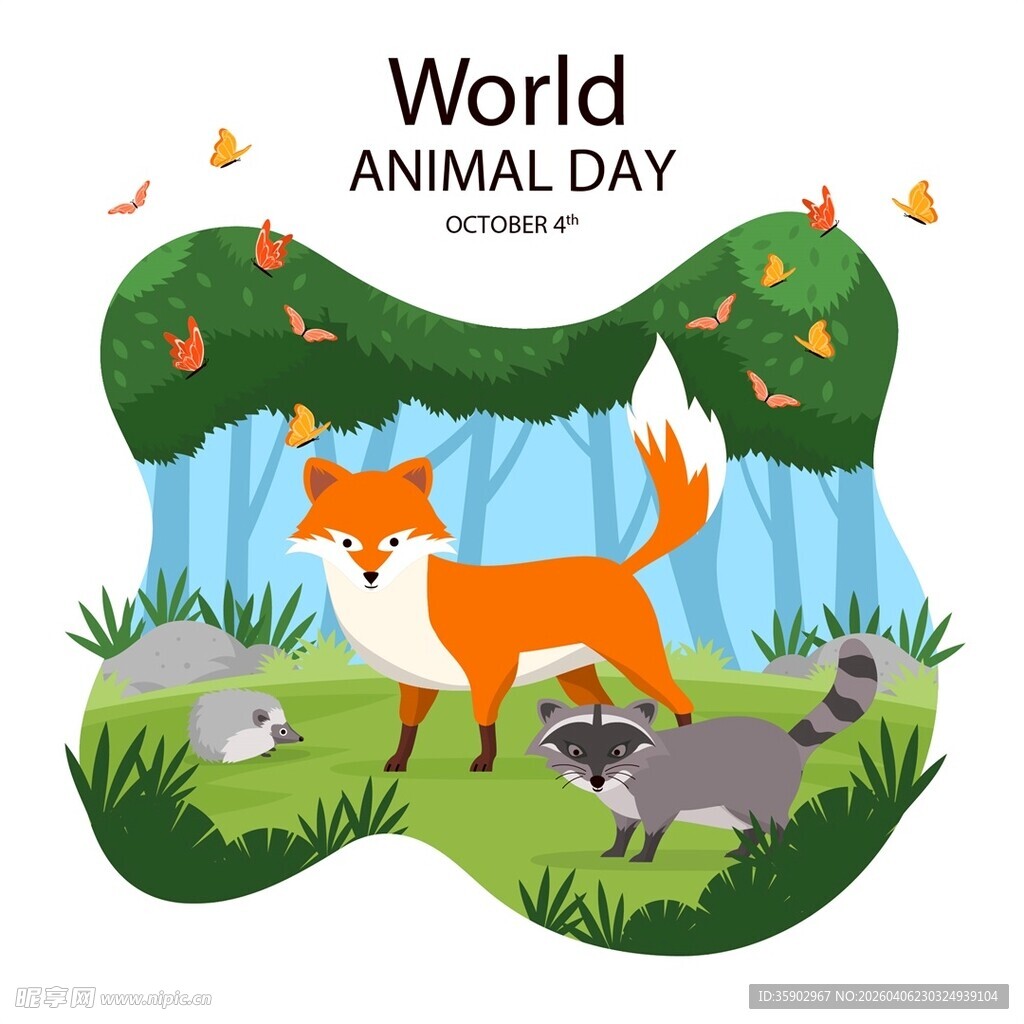 世界动物日的森林动物们