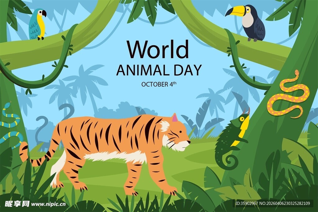世界动物日的丛林动物