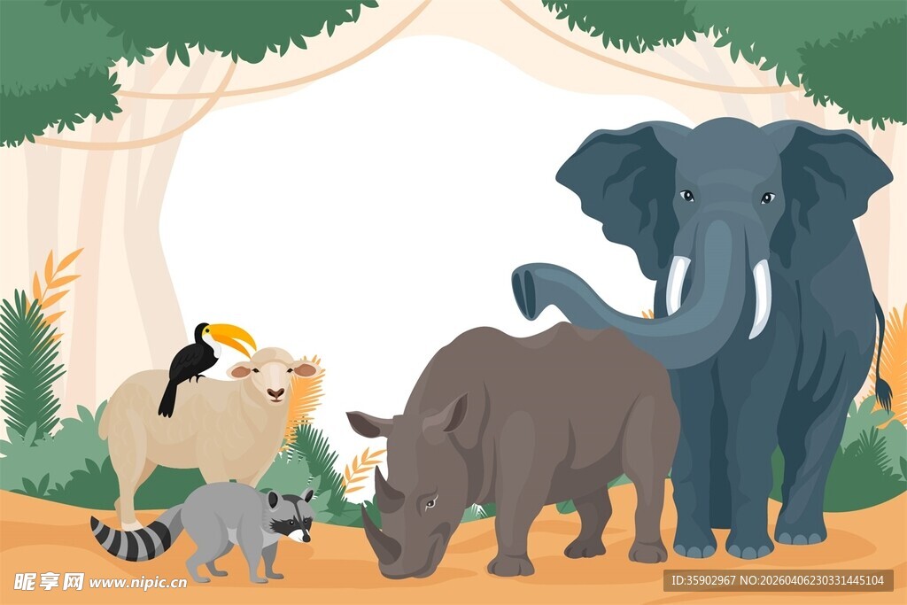 森林中的动物欢乐聚会