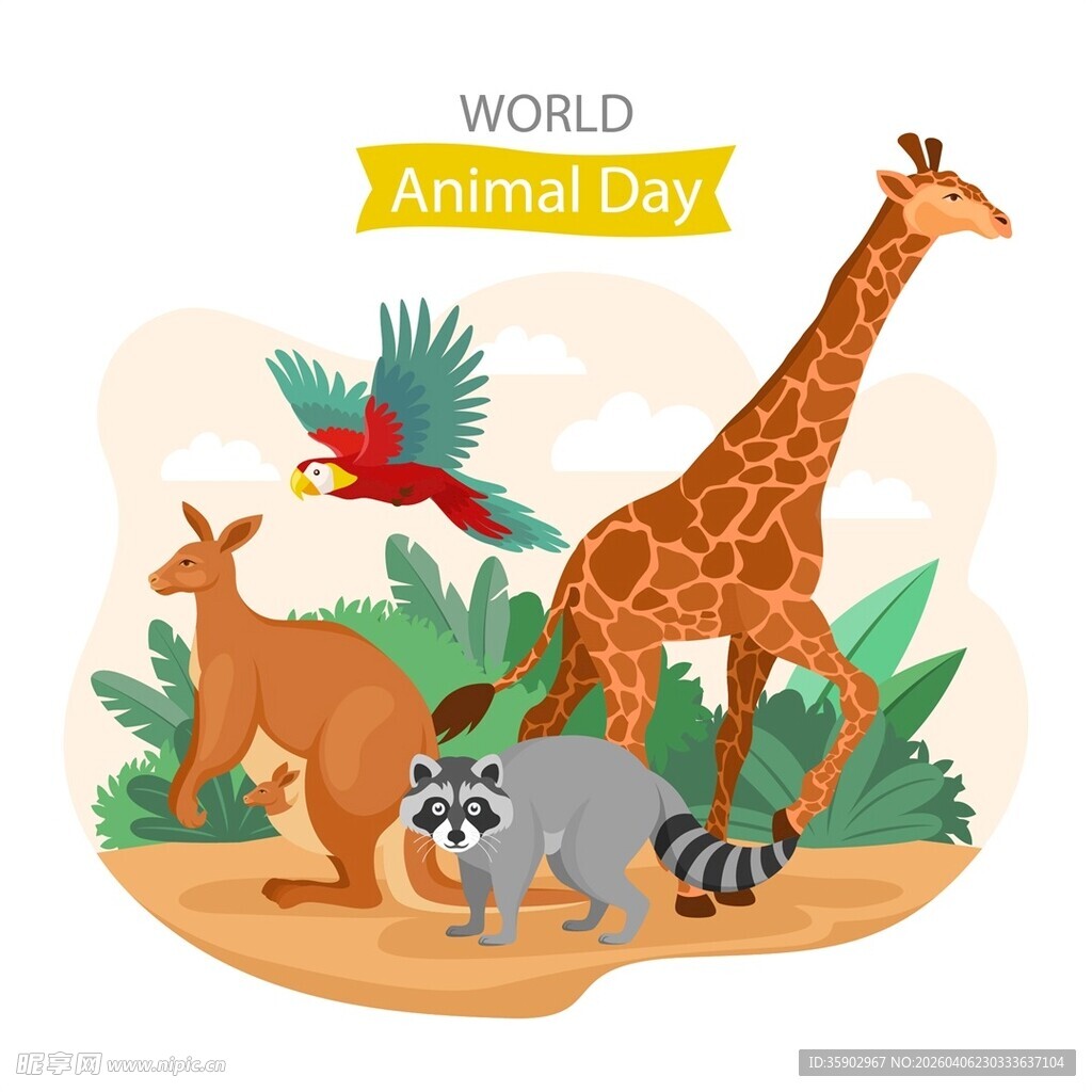 世界动物日的多样动物