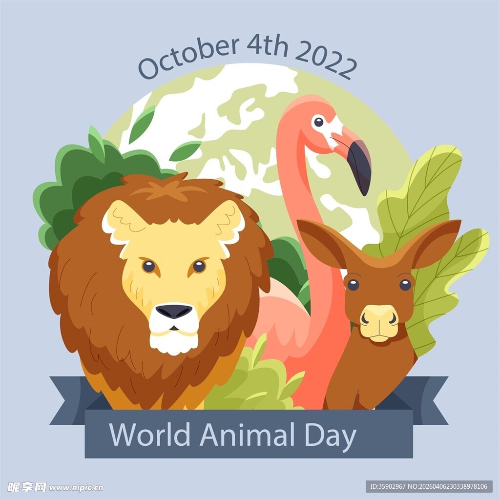 世界动物日可爱动物插画