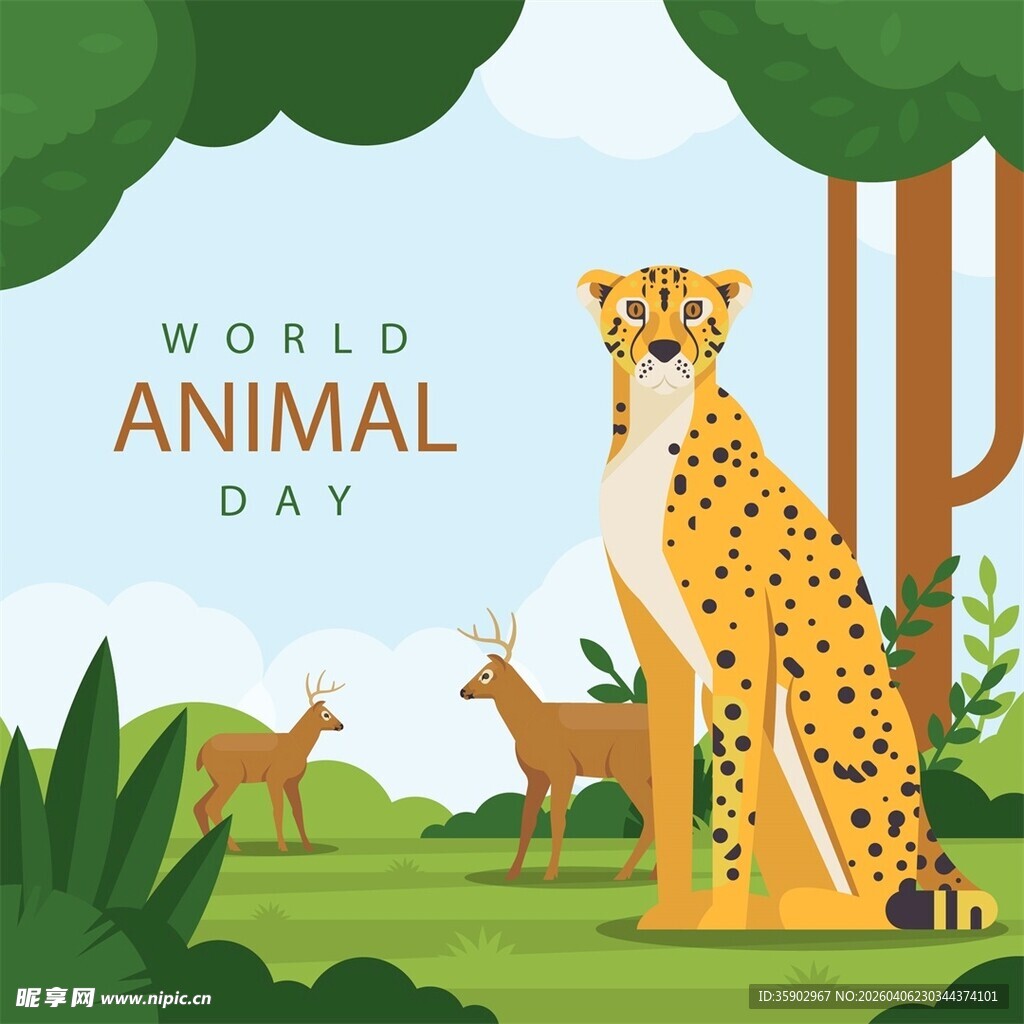 世界动物日的猎豹与鹿