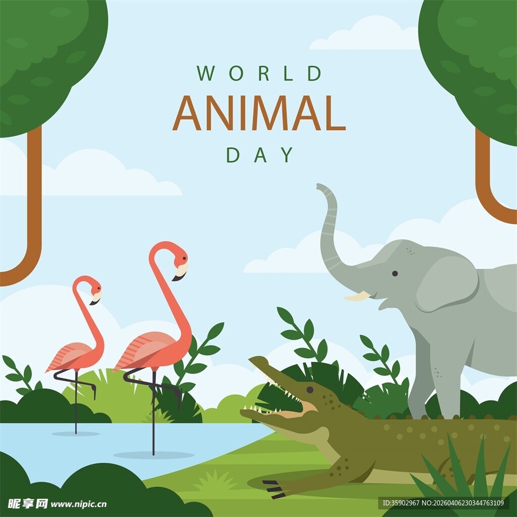 世界动物日的自然场景