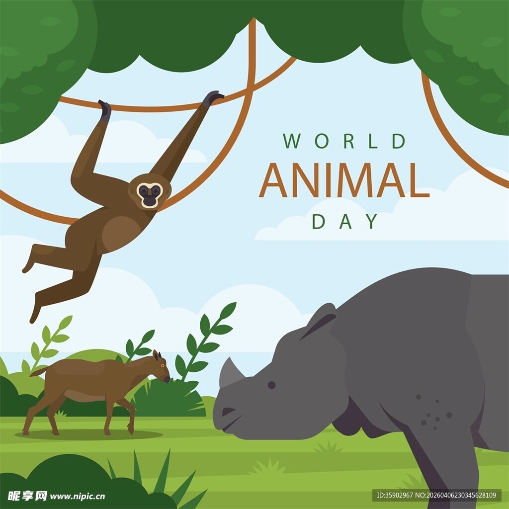 世界动物日树懒与犀牛