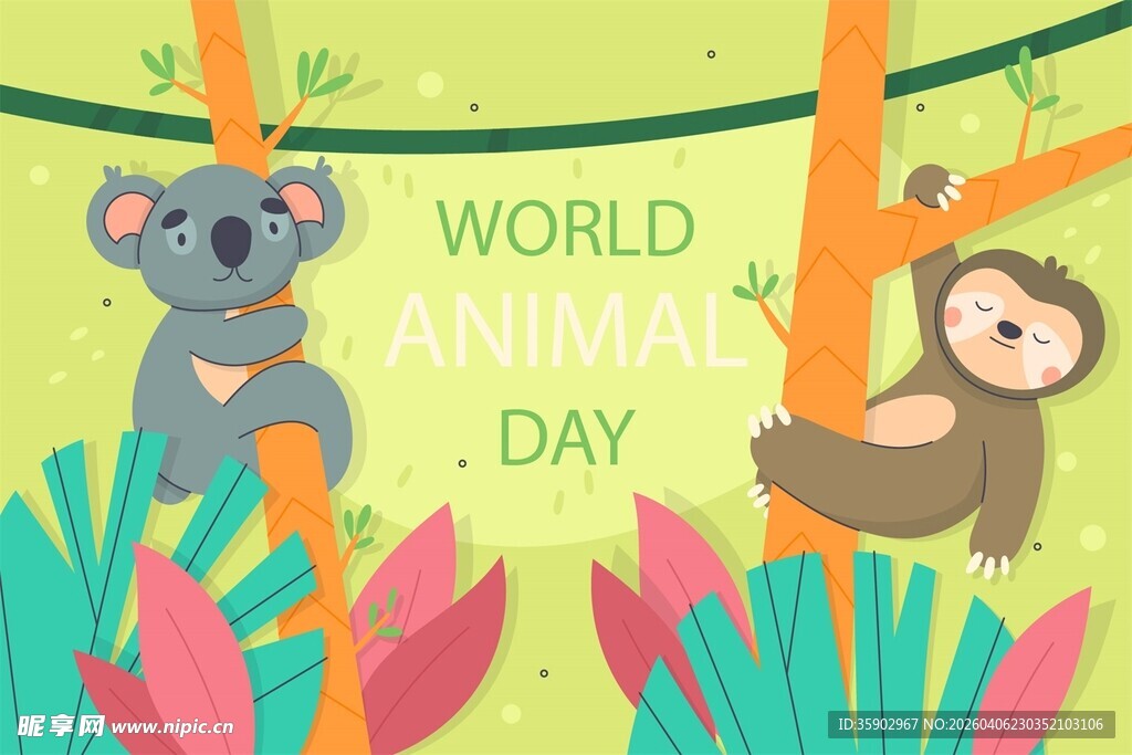 世界动物日欢乐场景