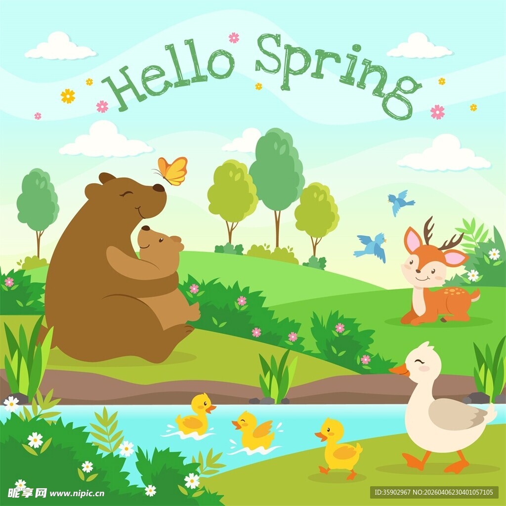 春天动物乐园欢乐景象