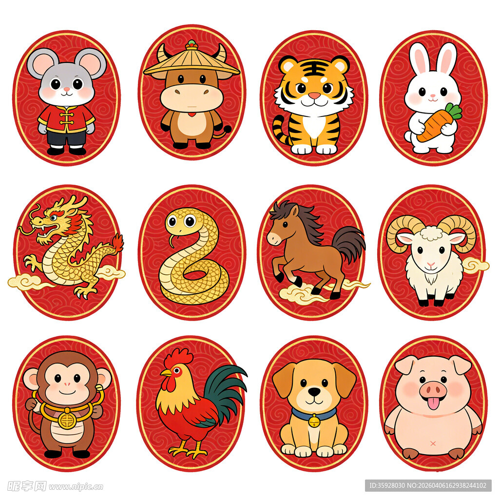 卡通十二生肖可爱生肖图案