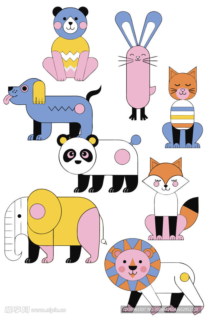 可爱动物卡通图案集合