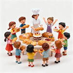 欢乐儿童围享美味蛋糕