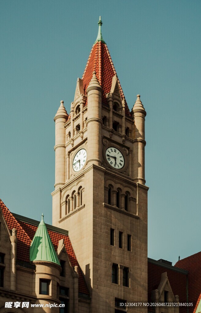 欧式钟楼建筑景观