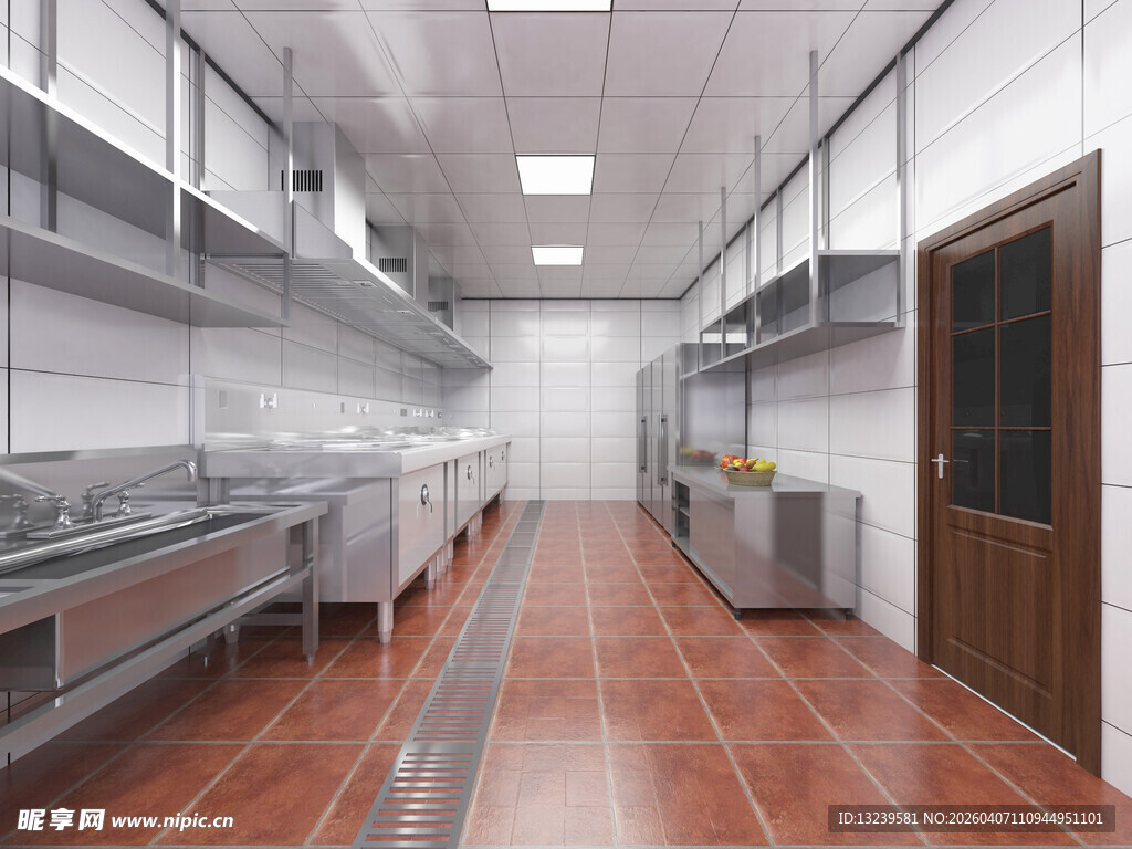 现代干净的商用厨房空间