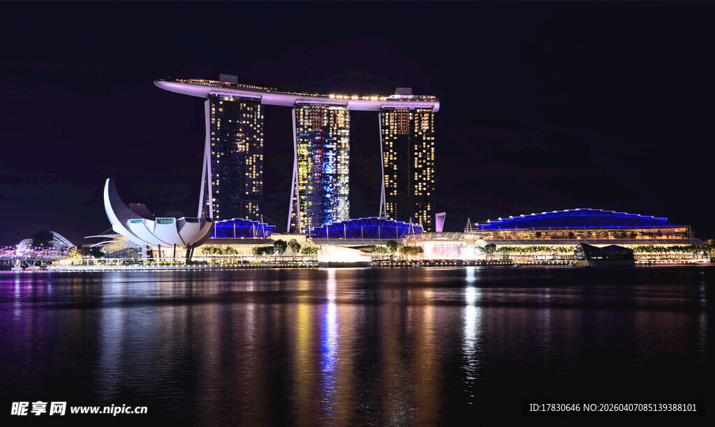 新加坡滨海湾夜景璀璨