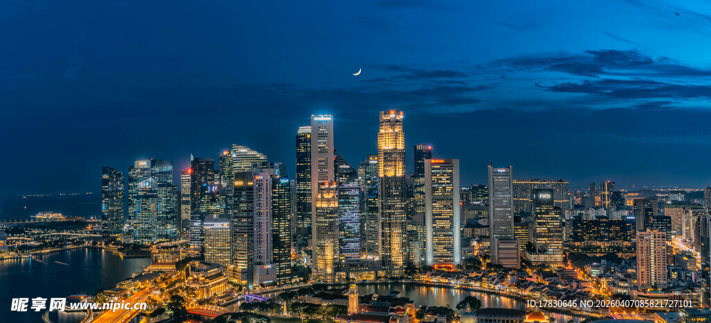 城市璀璨夜景俯瞰图