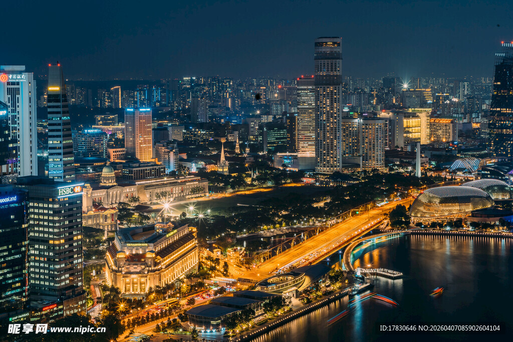 城市璀璨夜景俯瞰图