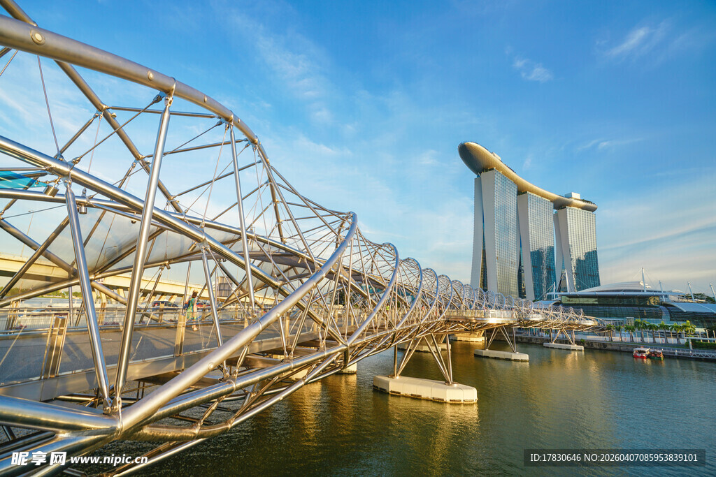 新加坡双螺旋桥城市景观