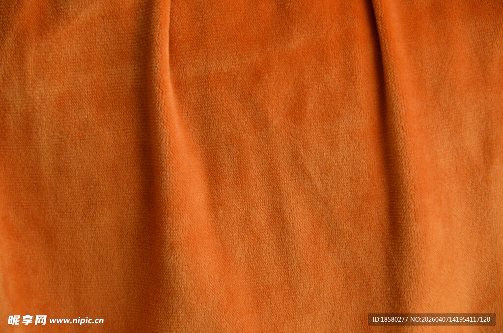 橙色毛绒 褶皱布料纹理特写