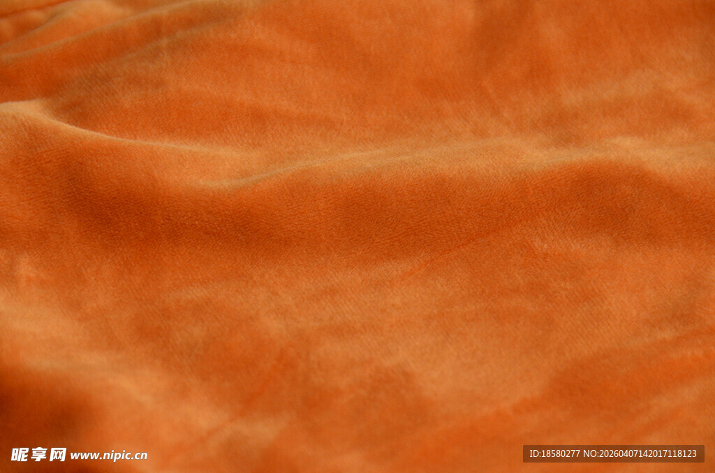 橙色柔软织物纹理特写