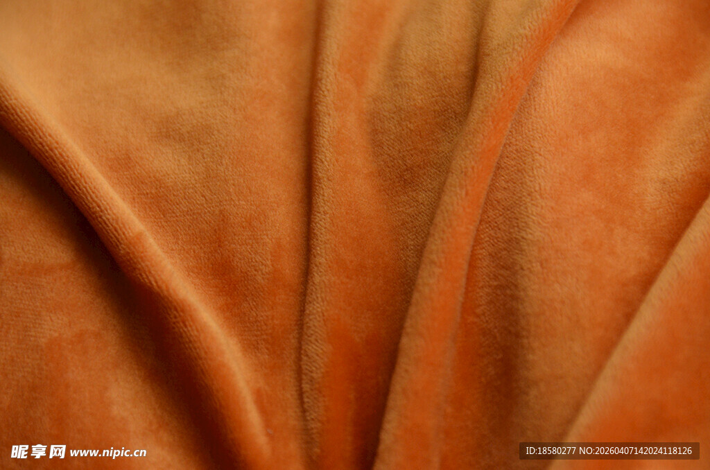 橙色柔软布料皮革纹理特写