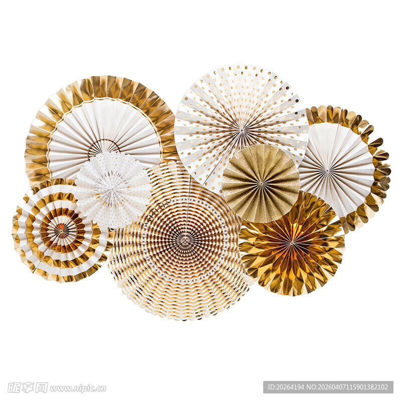 金色白色纸艺扇形墙饰