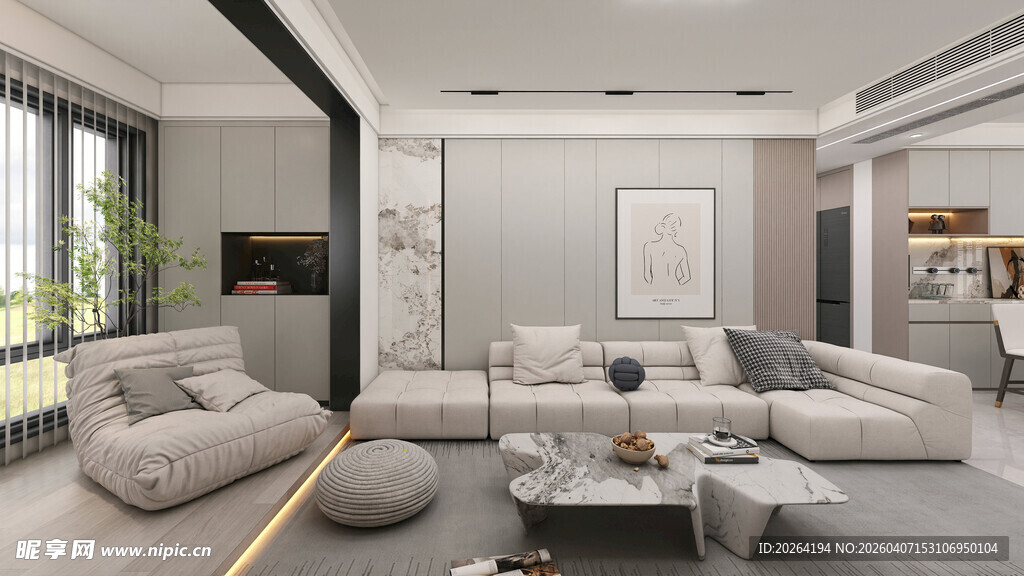 现代简约风客厅家居展示