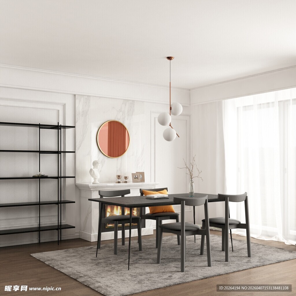 简约现代风格餐厅室内场景