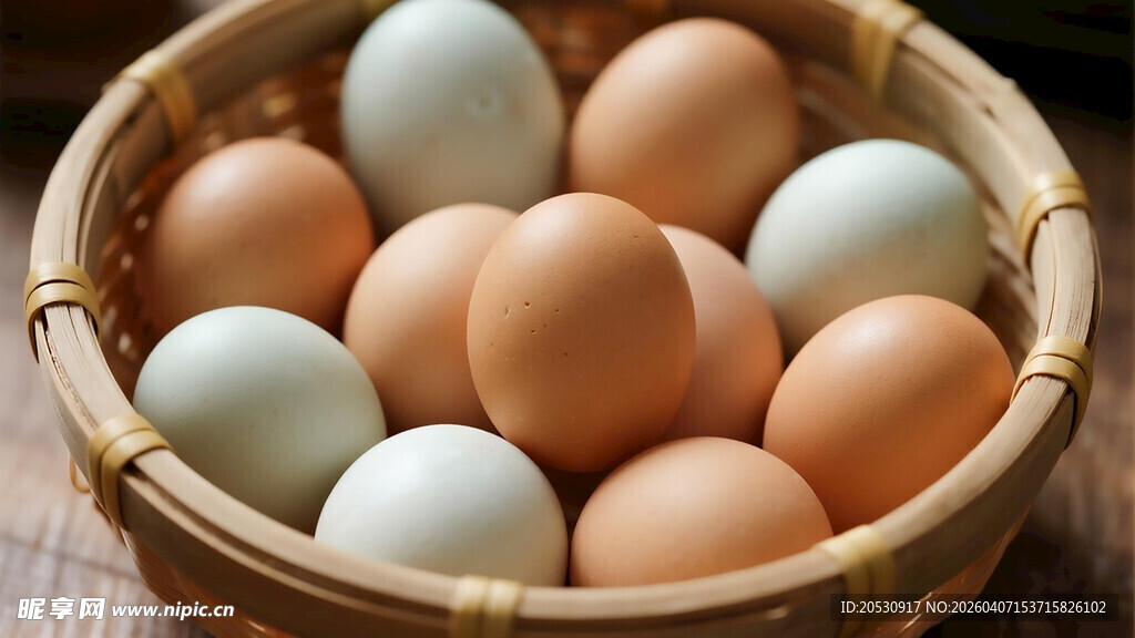 竹篮鸡蛋实物场景商业