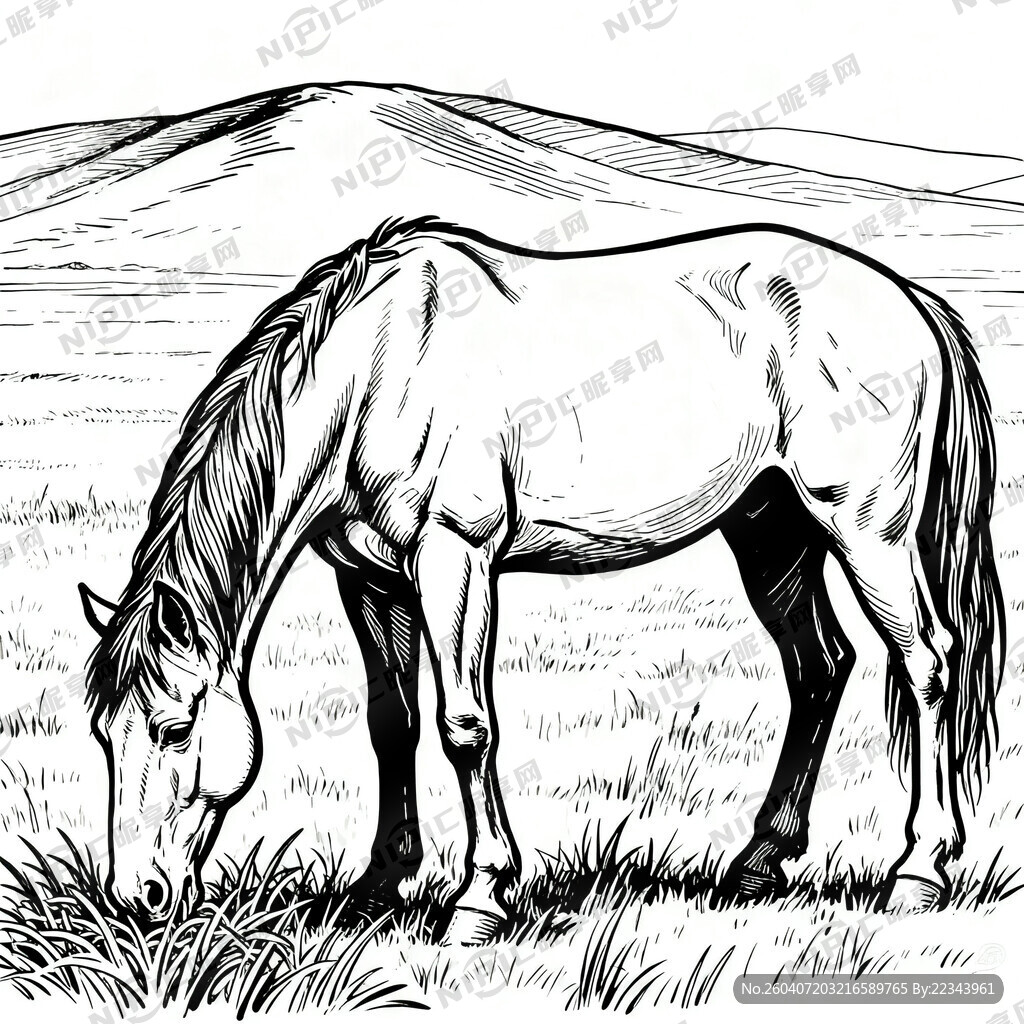 线条画：吃苦耐劳、默默耕耘的蒙