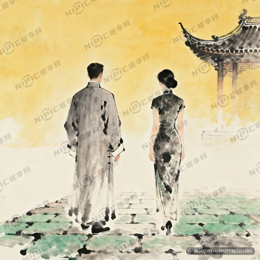 楷模男女人物背影