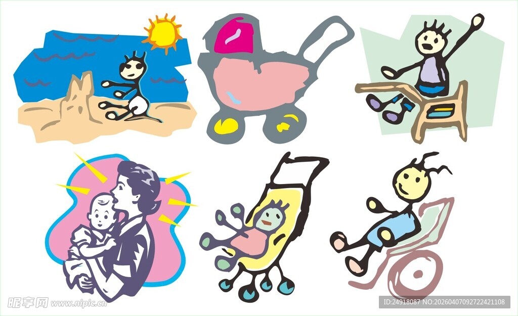 儿童推车及欢乐场景