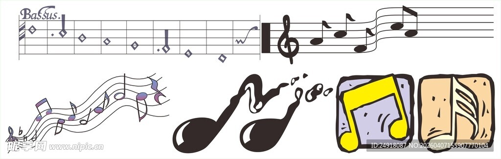 音乐素材音符与乐器图标