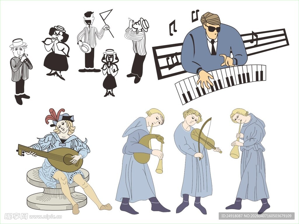 多样音乐人物插画