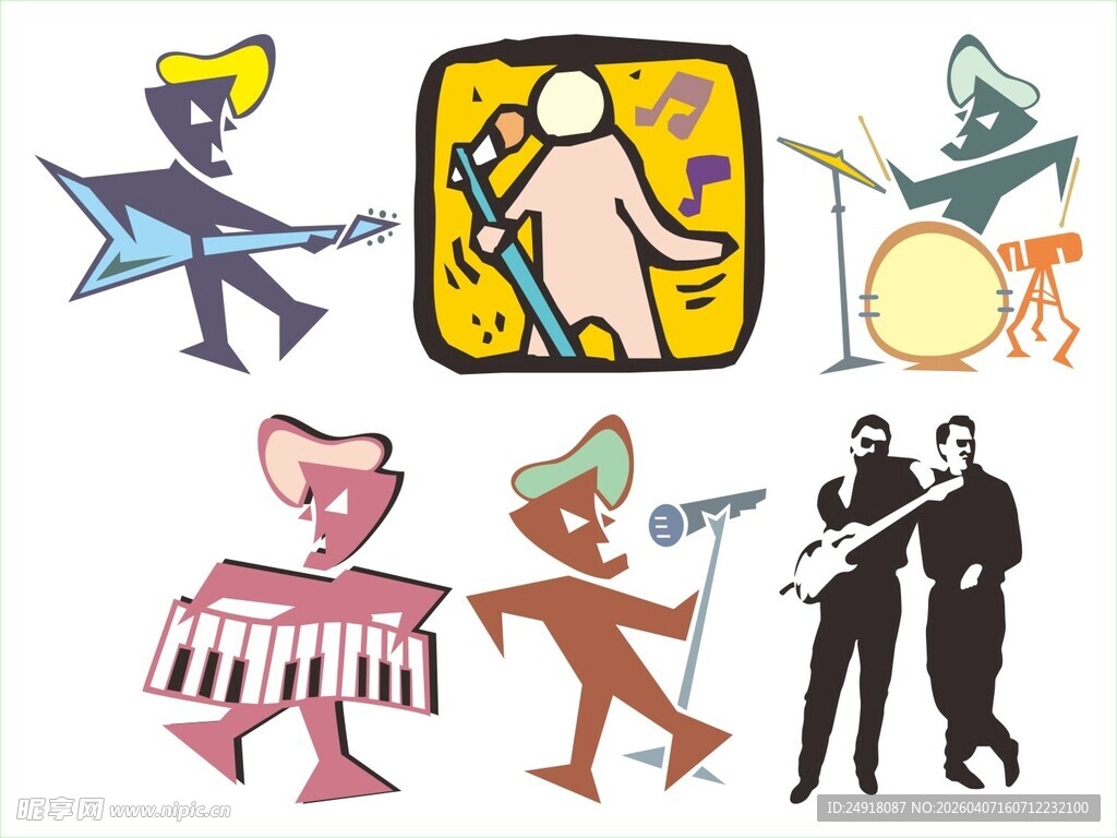 复古风格音乐舞蹈元素集合